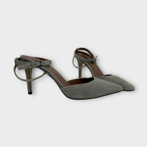 Ava & Aiden Suede Ankle Strap Heels in Grey Women’s Size 8.5 - Picture 1 of 8
